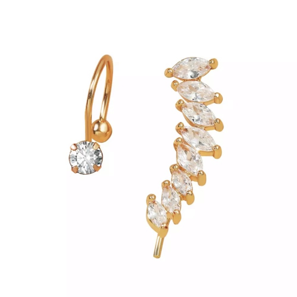 ⚜️[𝟯𝟬%𝗢𝗙𝗙|𝗯𝘂𝗻𝗱𝗹𝗲𝘀 𝟯+]⚜️18K CZ Climber Cuff Earrings NEW - Picture 2 of 6